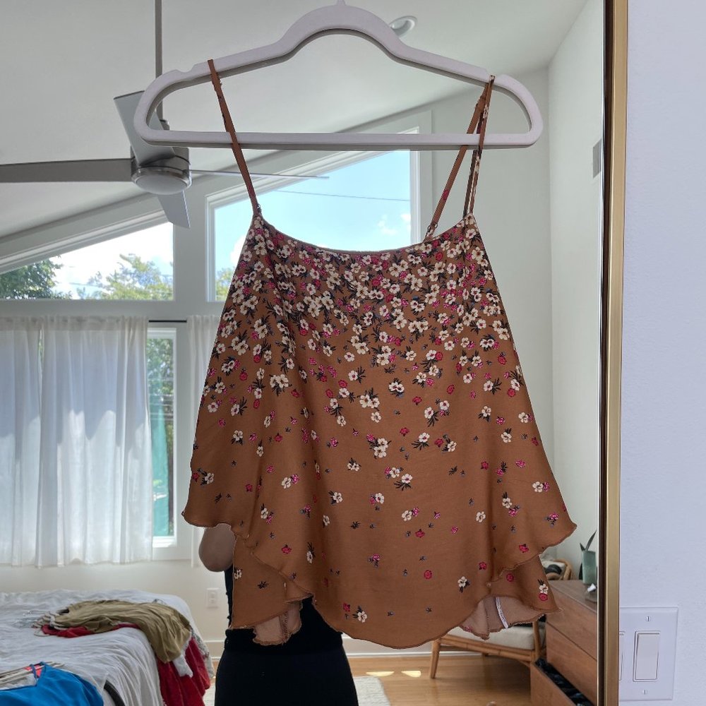 Free People Floral Brown Tank
